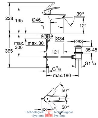 GROHE EUROSMART NEW Смеситель для умывальника, 121 мм., однорычажный, цвет чёрный матовий6