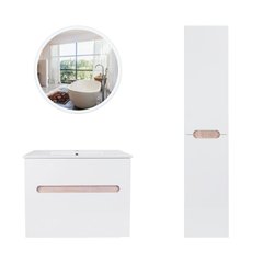 Комплект мебели для ванной Qtap Virgo тумба с раковиной + зеркало + пенал QT044VI429951