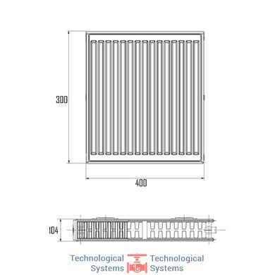 Радиатор стальной Aquatronic 22-К 300х400 боковое подключение2