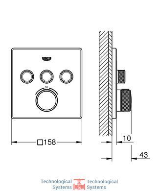 GROHE Grohtherm SmartControl Термостат вбудований на 3 виходи2