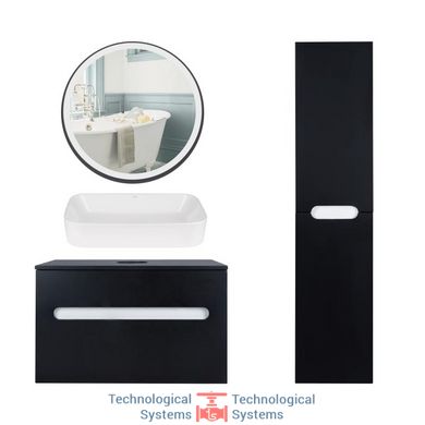 Комплект меблів для ванної Qtap тумба + раковина + дзеркало + пенал QT044VI430031
