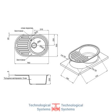Кухонна мийка Lidz 780x500/200 BLM-14 (LIDZBLM14780500200)6