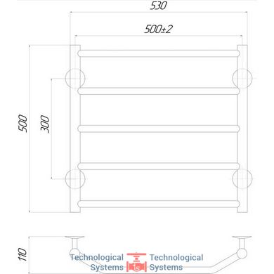 Сушарка для рушників електрична Lidz Trapezium (CRM) P5 500x500 RE2