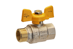 Кран кульовий Brass для газу 1/2" ЗВ жовтий метелик1