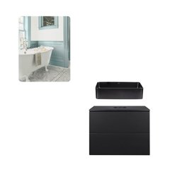 Комплект меблів для ванної Qtap тумба + раковина + дзеркало QT044VI430081