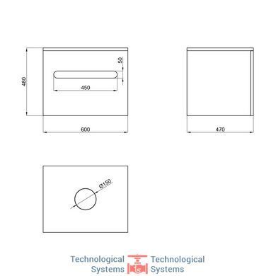Тумба подвесная Qtap Virgo 600х476х469 Black/White со столешницей QT1879TPА602BW10