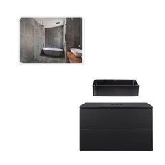 Комплект мебели для ванной Qtap Tern тумба + раковина + зеркало QT044VI430101