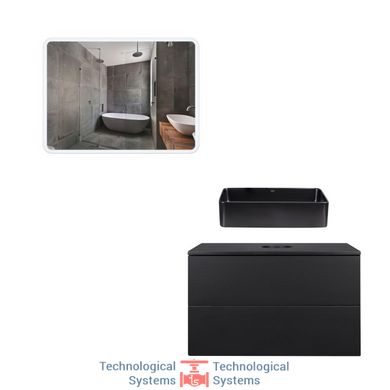 Комплект меблів для ванної Qtap Tern тумба + раковина + дзеркало QT044VI430101