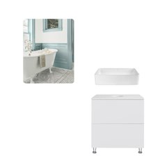 Комплект мебели для ванной Qtap тумба + раковина + зеркало QT044VI430111