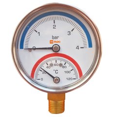Термоманометр FADO SAFETY вертикальний Д80 1/2" T=120°С P=4 бар1
