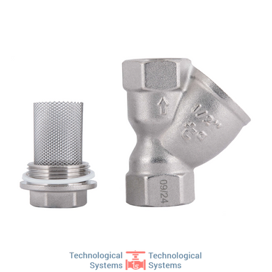 Фильтр грубой очистки Forte 1/2"ВВ никелированный для воды косой TAF124W15 Thermo Alliance4