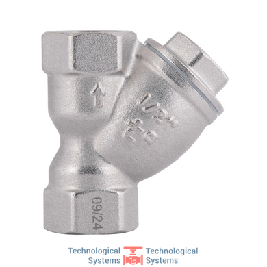 Фильтр грубой очистки Forte 1/2"ВВ никелированный для воды косой TAF124W15 Thermo Alliance3