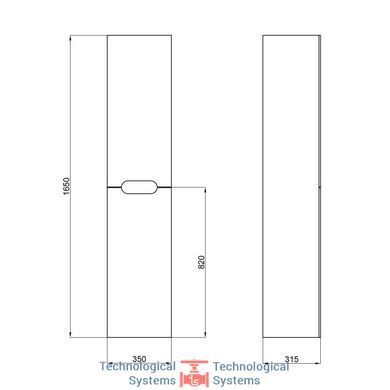 Пенал подвесной Qtap Virgo 350х1600х316 Black/White QT1876PP1652RBW9