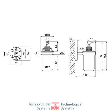 Дозатор для жидкого мыла Lidz (CRM)-114.02.022