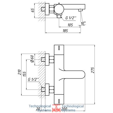 Змішувач термостатичний для ванни Qtap Votice 30T105-1GC2