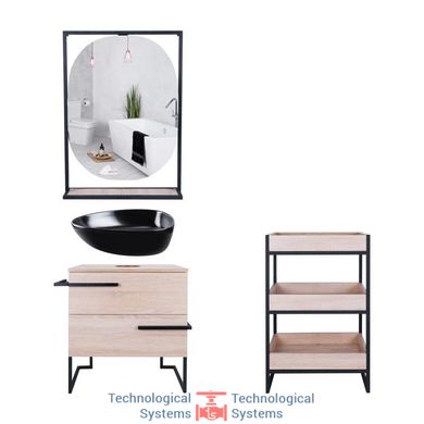Комплект меблів для ванної Qtap тумба + раковина + дзеркало + стелаж QT044TA429651
