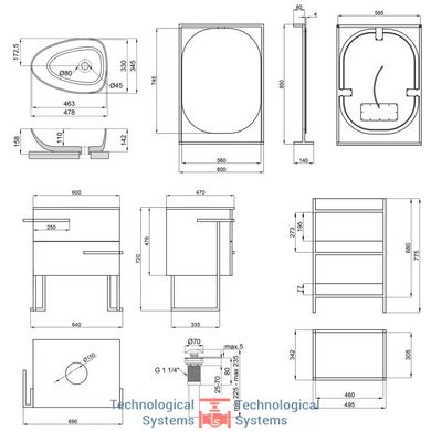 Комплект меблів для ванної Qtap тумба + раковина + дзеркало + стелаж QT044TA429652