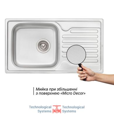 Кухонна мийка Qtap 7843 Micro Decor 0,8 мм (QT7843MICDEC08)2