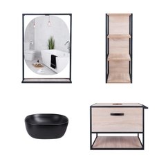 Комплект мебели для ванной Qtap тумба + раковина + зеркало + стеллаж QT044TA429681