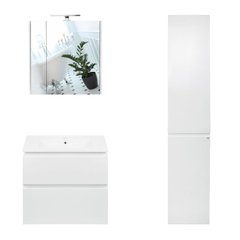 Комплект мебели для ванной Qtap Albatross тумба с раковиной + зеркальный шкаф + пенал QT044AL429571