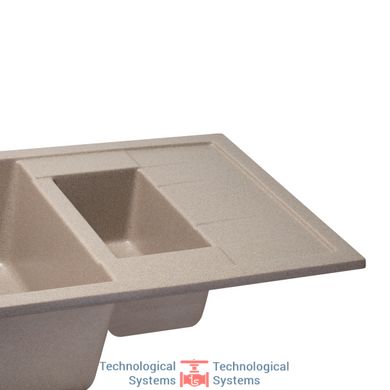 Кухонна мийка з додатковою чашею Qtap CS 7648 Beige (QT7648BEI551)5