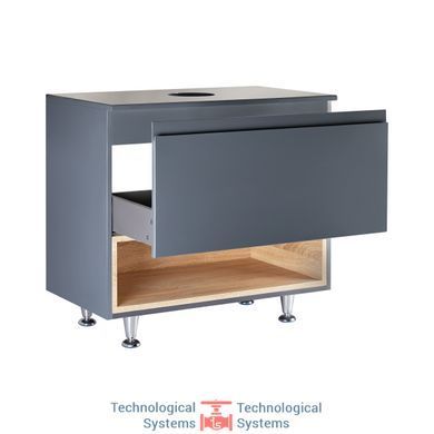 Тумба напольная Qtap Robin 700х616х437 Graphite/Whitish oak со столешницей QT1380TNН7002GWO3