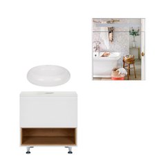 Комплект мебели для ванной Qtap Robin тумба + раковина + зеркальный шкаф QT044RO429751