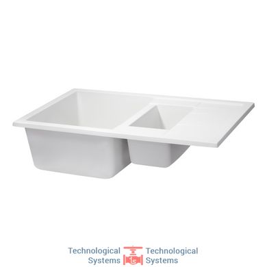 Кухонная мойка с дополнительной чашей Qtap CS 7648 White (QT7648WHI650)4