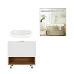 Комплект мебели для ванной Qtap Robin тумба + раковина + зеркальный шкаф QT044RO429761