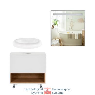 Комплект меблів для ванної Qtap Robin тумба + раковина + дзеркальна шафа QT044RO429761