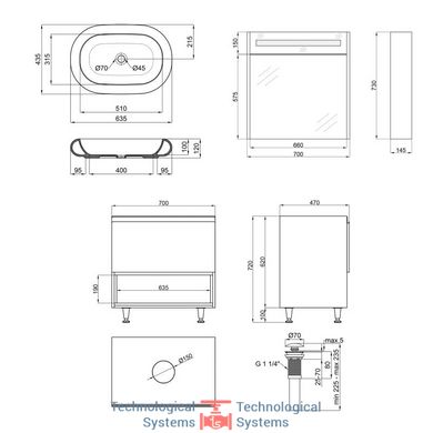 Комплект меблів для ванної Qtap Robin тумба + раковина + дзеркальна шафа QT044RO429762