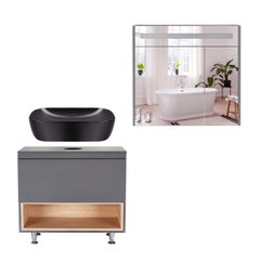 Комплект меблів для ванної Qtap Robin тумба + раковина + дзеркальна шафа QT044RO429831