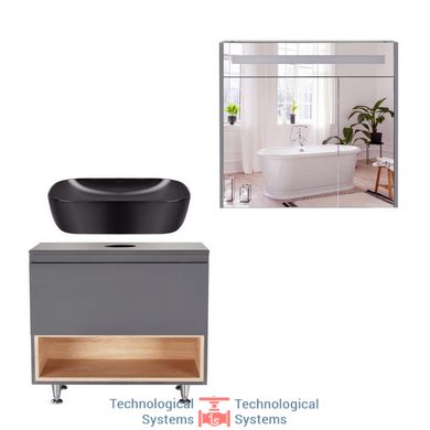 Комплект меблів для ванної Qtap Robin тумба + раковина + дзеркальна шафа QT044RO429831