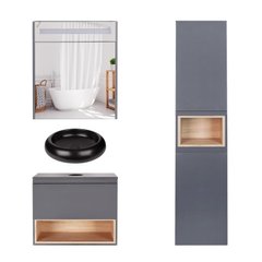 Комплект мебели для ванной Qtap Robin тумба + раковина + зеркальный шкаф + пенал QT044RO429841