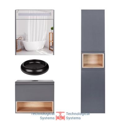 Комплект меблів для ванної Qtap Robin тумба + раковина + дзеркальна шафа + пенал QT044RO429841