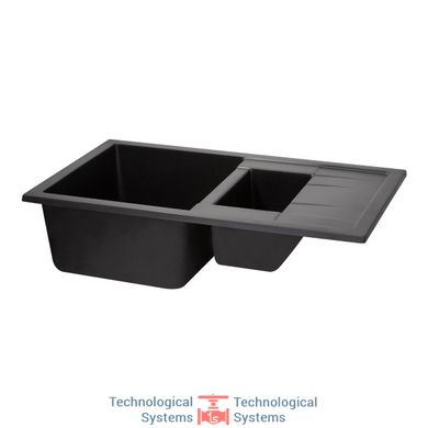 Кухонная мойка с дополнительной чашей Qtap CS 7648 Black (QT7648BLA404)4