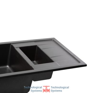 Кухонная мойка с дополнительной чашей Qtap CS 7648 Black (QT7648BLA404)5