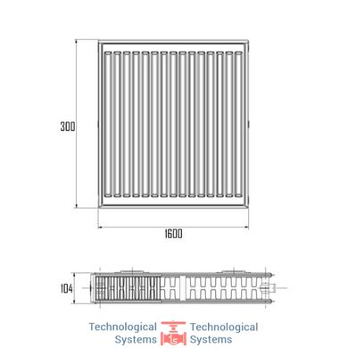Радиатор стальной Aquatronic 22-К 300х1600 боковое подключение