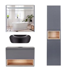 Комплект мебели для ванной Qtap Robin тумба + раковина + зеркальный шкаф + пенал QT044RO429861