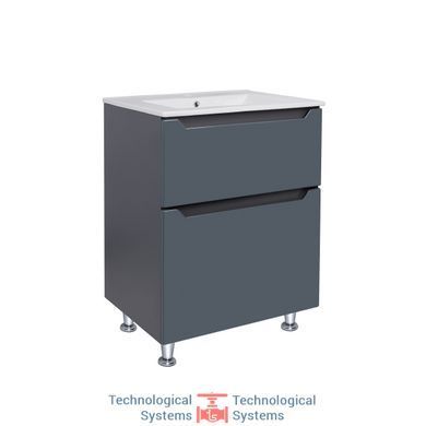 Комплект Qtap Scorpio 605х825х460 Graphite тумба підлогова + раковина урізна QT1471TNВ6023060CG3