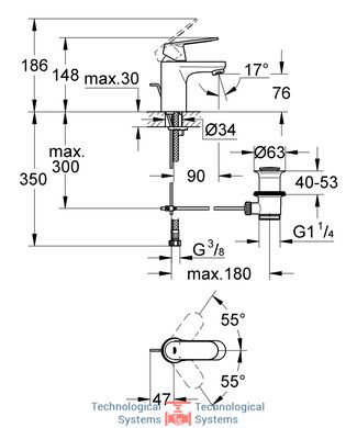 GROHE Eurosmart Cosmopolitan Смеситель для раковини, однорычажный2