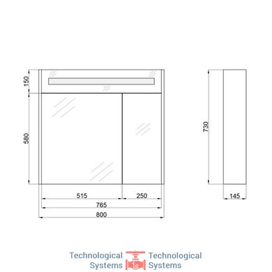 Зеркальный шкаф подвесной Qtap Robin 800х730х145 White с LED-подсветкой QT1377ZP8001W2