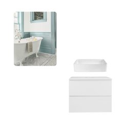 Комплект мебели для ванной Qtap тумба + раковина + зеркало QT044VI430051