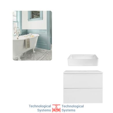 Комплект меблів для ванної Qtap тумба + раковина + дзеркало QT044VI430051