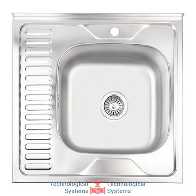 Кухонна мийка Lidz 6060-R Satin 0,6 мм (LIDZ6060RSAT06)1
