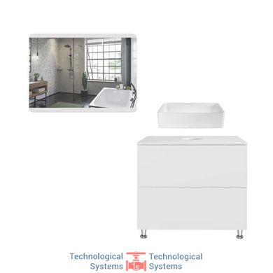 Комплект меблів для ванної Qtap Tern тумба + раковина + дзеркало QT044VI430131