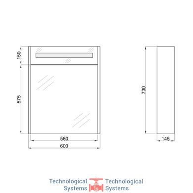 Зеркальный шкаф подвесной Qtap Robin 600х730х145 White с LED-подсветкой QT1377ZP6001W8