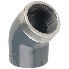 Коліно перехідне 45° ПВХ Hidroten 1002170, металеве кільце, d20 мм, 1/2"1