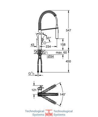 GROHE Eurocube Змішувач для кухні, одноважiльний2