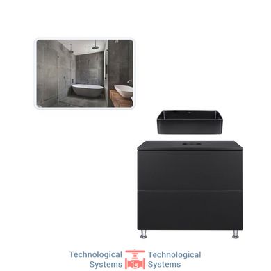 Комплект меблів для ванної Qtap Tern тумба + раковина + дзеркало QT044VI430161